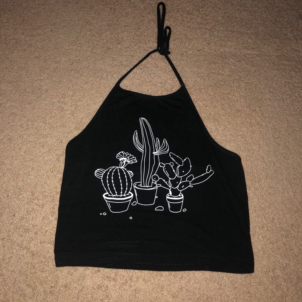 Black Cactus Crop Top